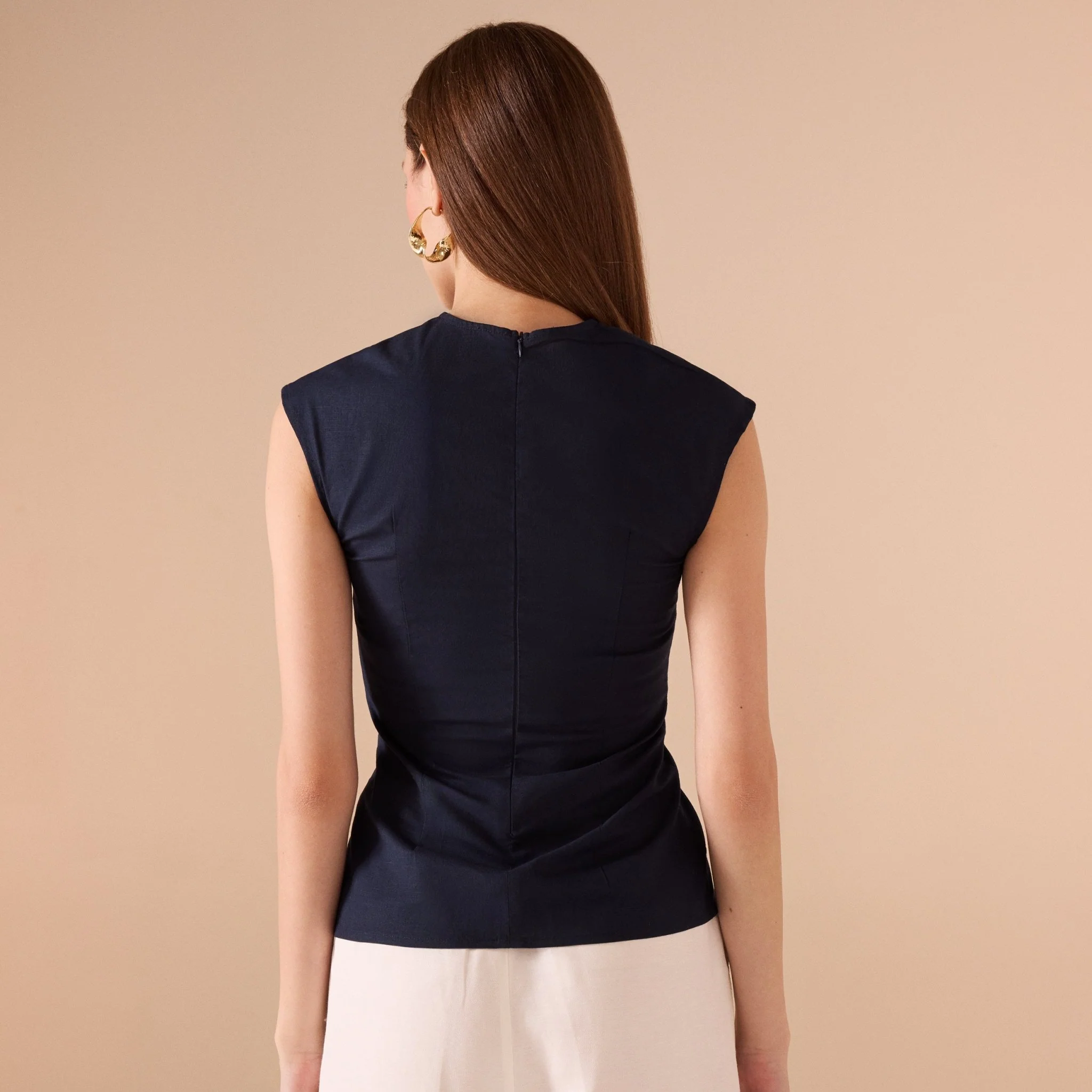 Cap Sleeve Cotton Linen Blend Top - Image 6
