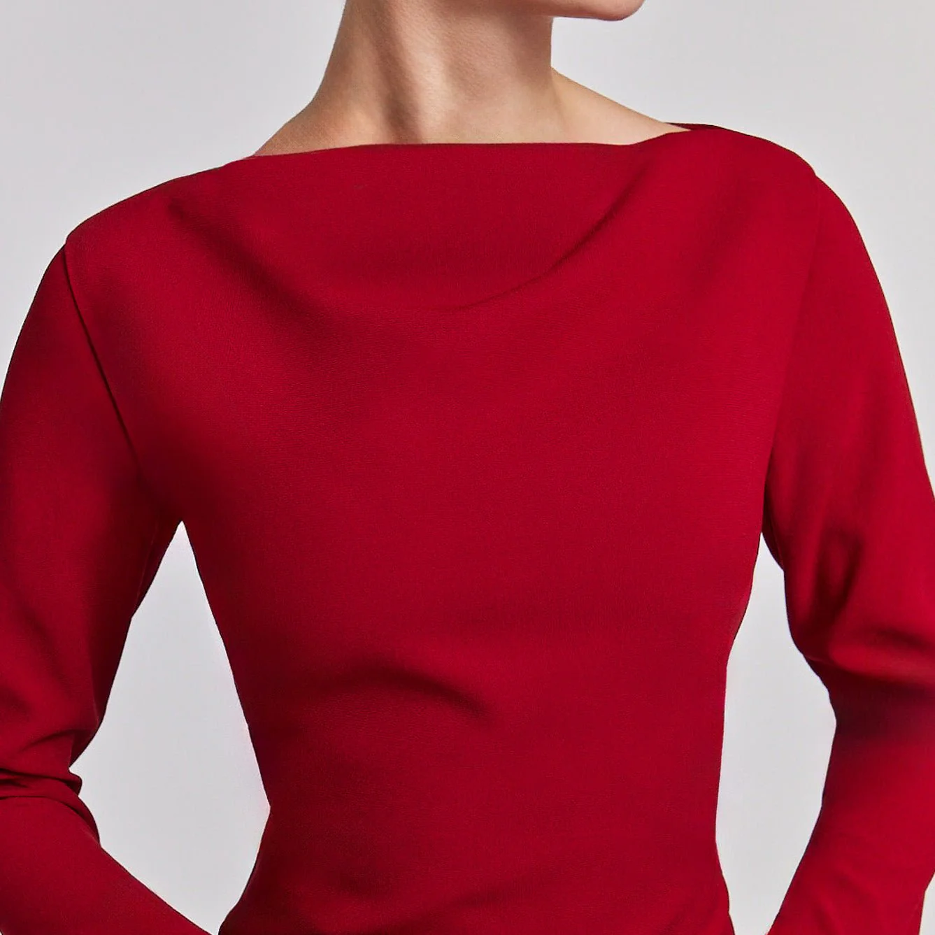 Dark Red Flared Long Sleeve Maxi Dress - Image 4