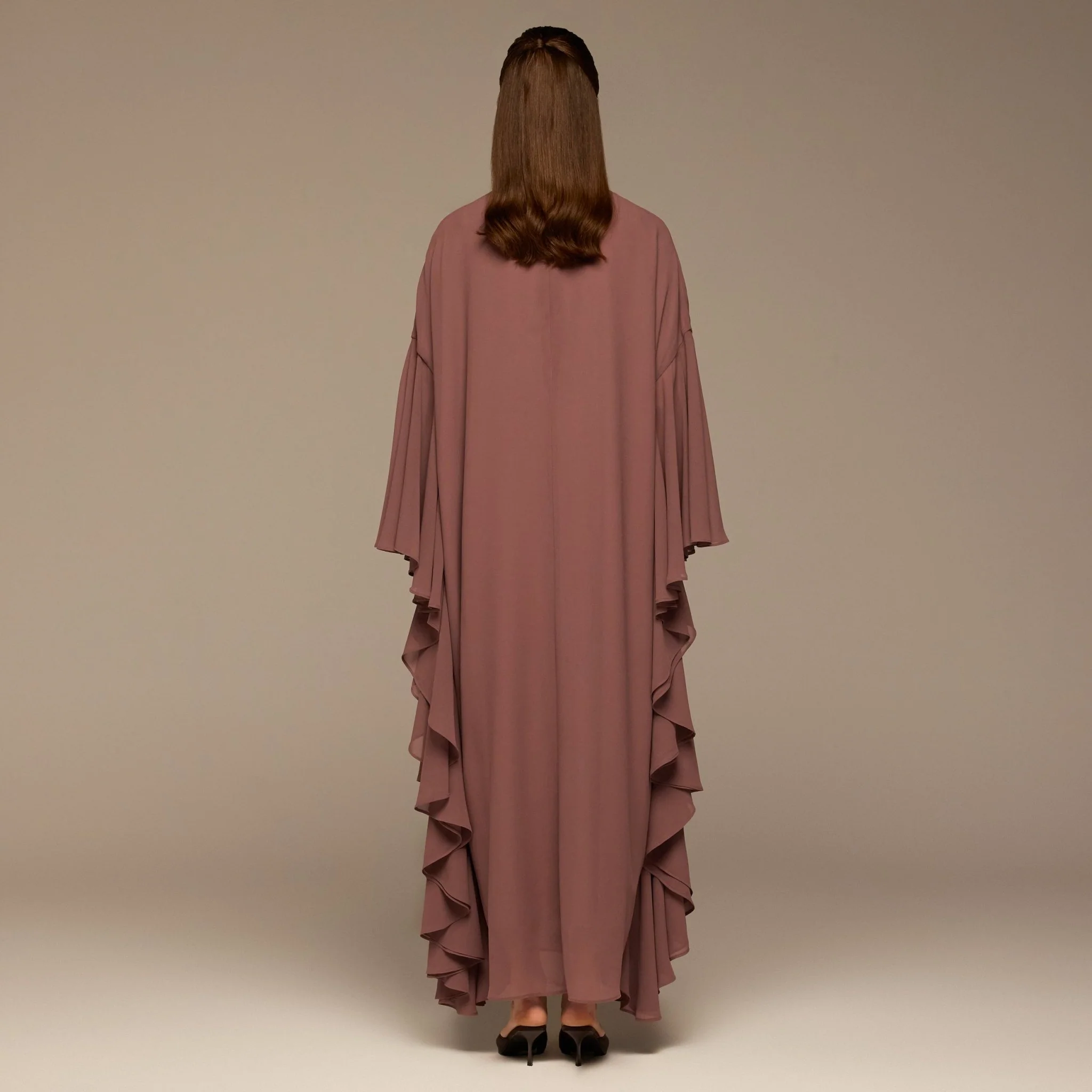Dusty Pink Layered Cape Kaftan - Image 4