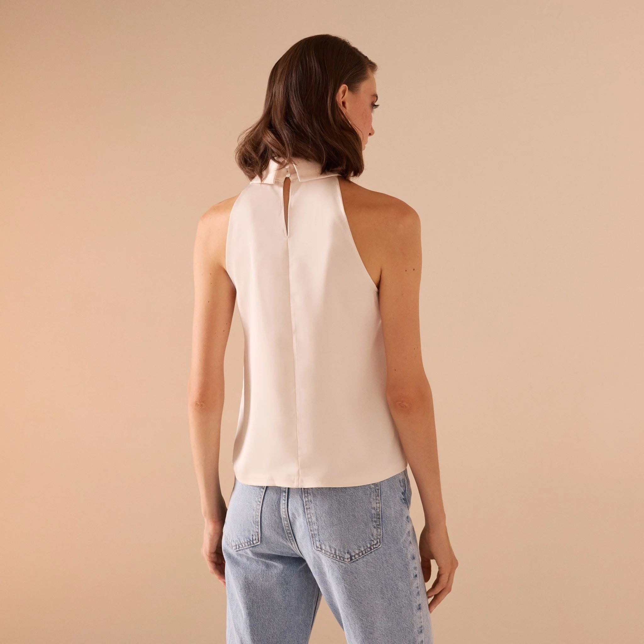 Light Pink Halter neck satin top - Image 3