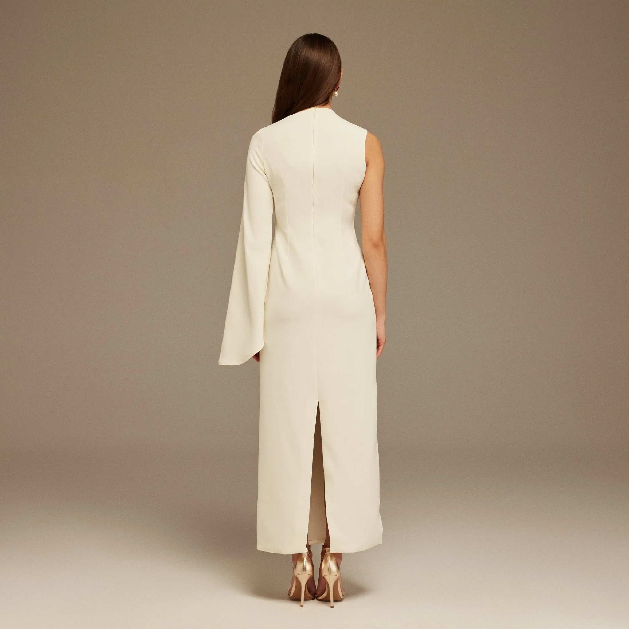 Ivory One Sleeve Maxi Dress - Image 4