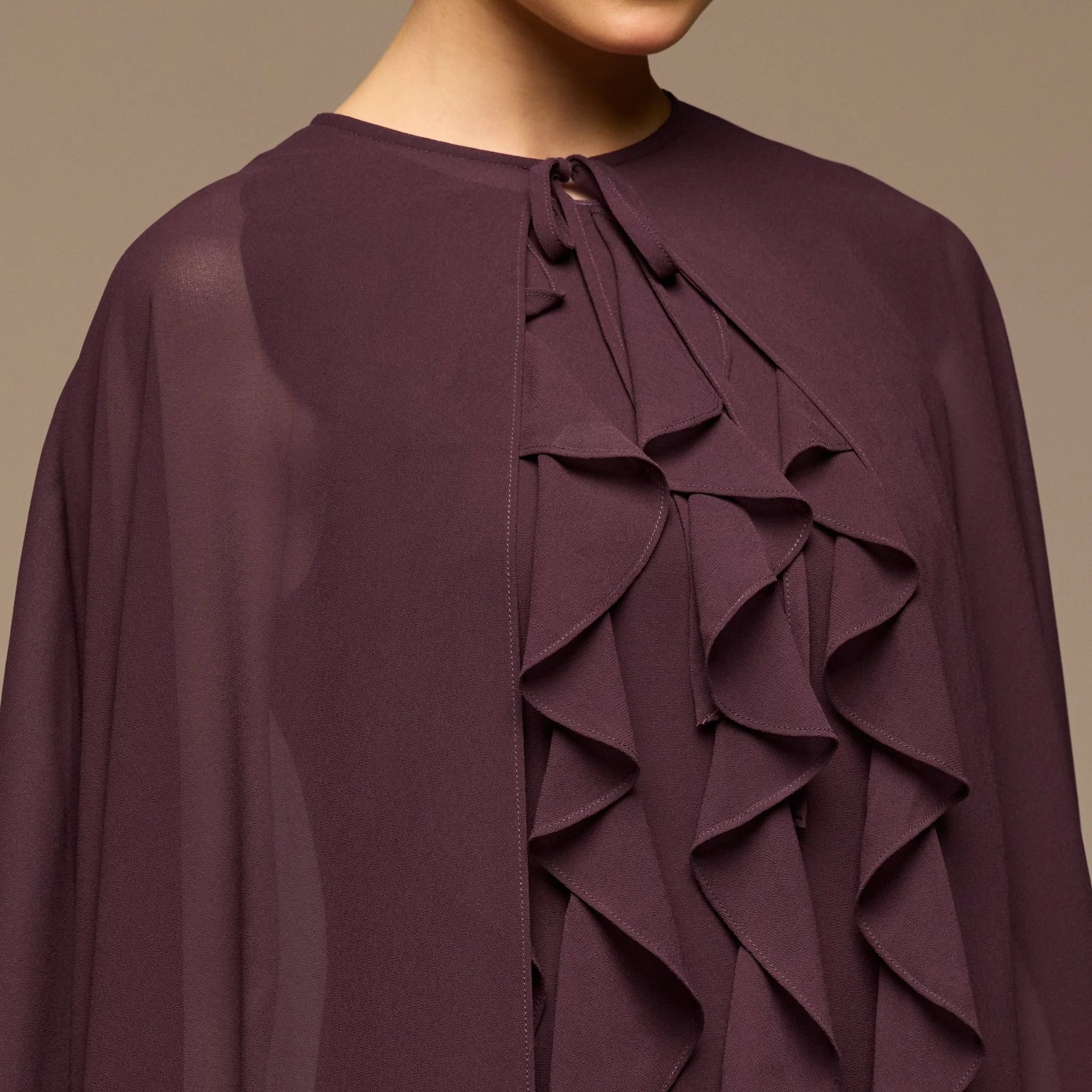 Purple Chiffon Ruffle Maxi Dress - Image 3
